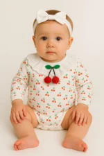 Μακρυμάνικα Σετ κορμάκια  2τμχ με κερασάκια - Image 4