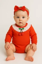 Μακρυμάνικα Σετ κορμάκια  2τμχ με κερασάκια - Image 3