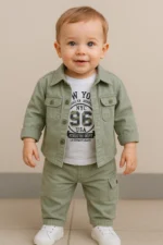 Overshirt με T-shirt και Παντελόνι Cargo (σετ 3 τμχ)